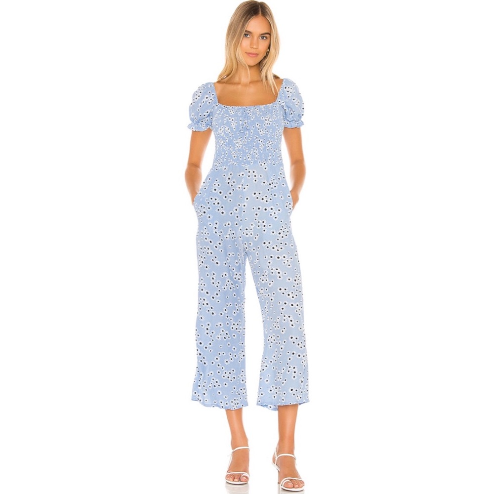 FAITHFULL THE BRAND Blue Floral Jumpsuit